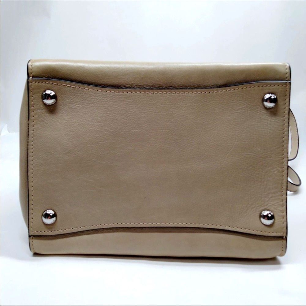 Auth PRADA Glacé Tan Calf Twin Pocket City 2way Tote Bag Satchel w/Strap - Picture 5 of 9
